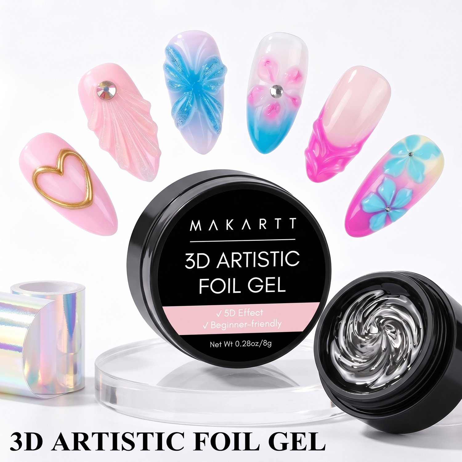 Uv Led Lamp Nail - Makartt Gel 3D pour ongles 8ml,