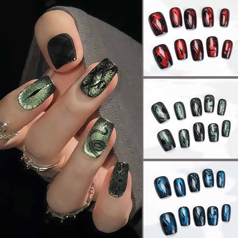 Nail Art Emerald Blue - 10 pièces Style foncé vent frais
