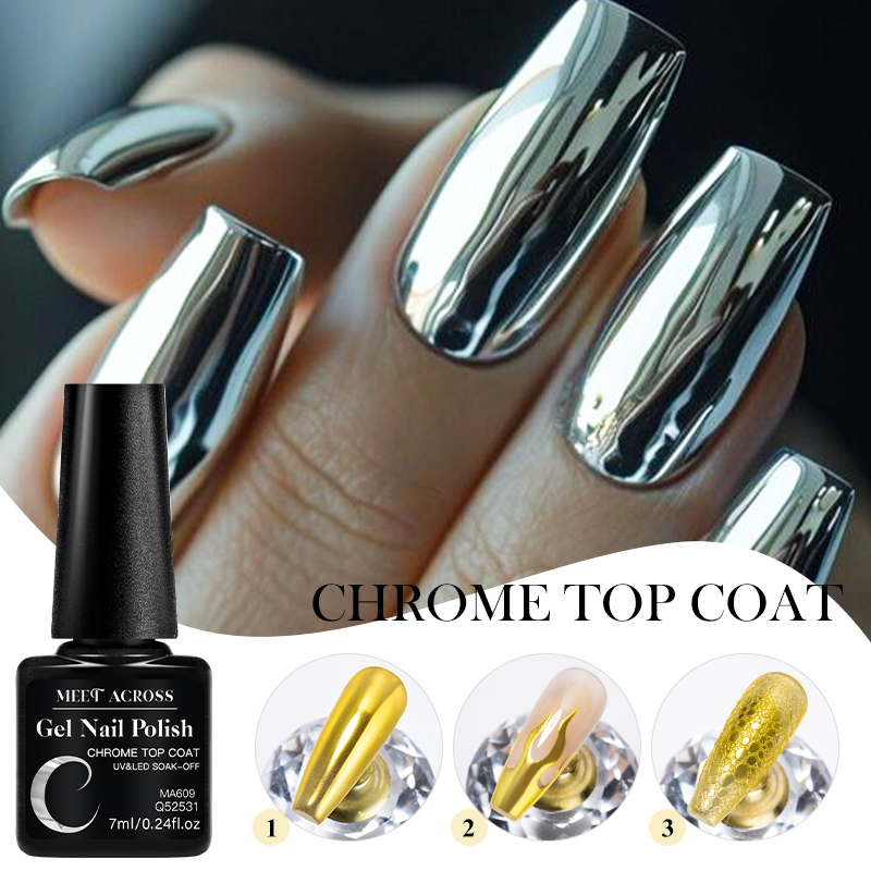 Nail Art Chrome - Top Coat Chrome 7ML pour Effet