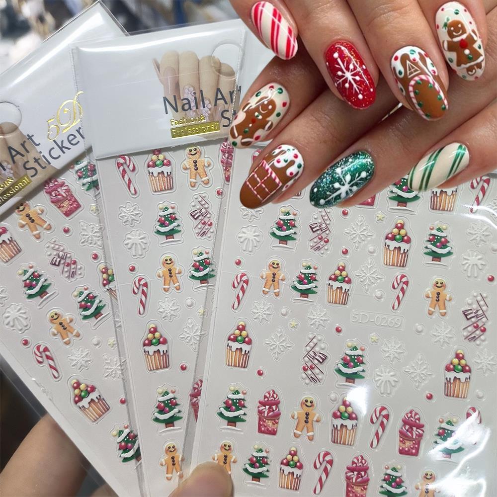 1pc noël 5D pain d'épice homme - Nail Art Xmas Stickers avis et prix