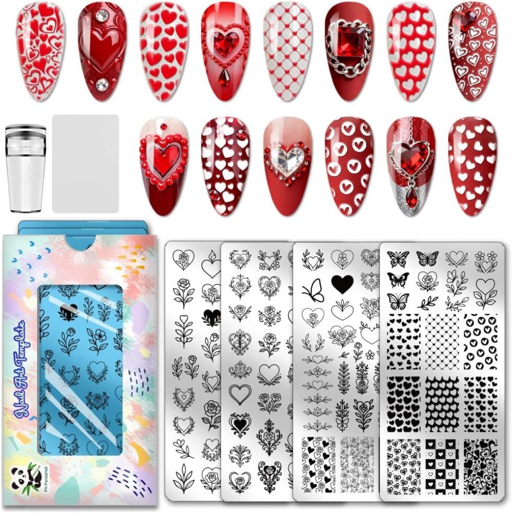 Lot de 4 plaques de stamping p - Nail Art Love avis et prix